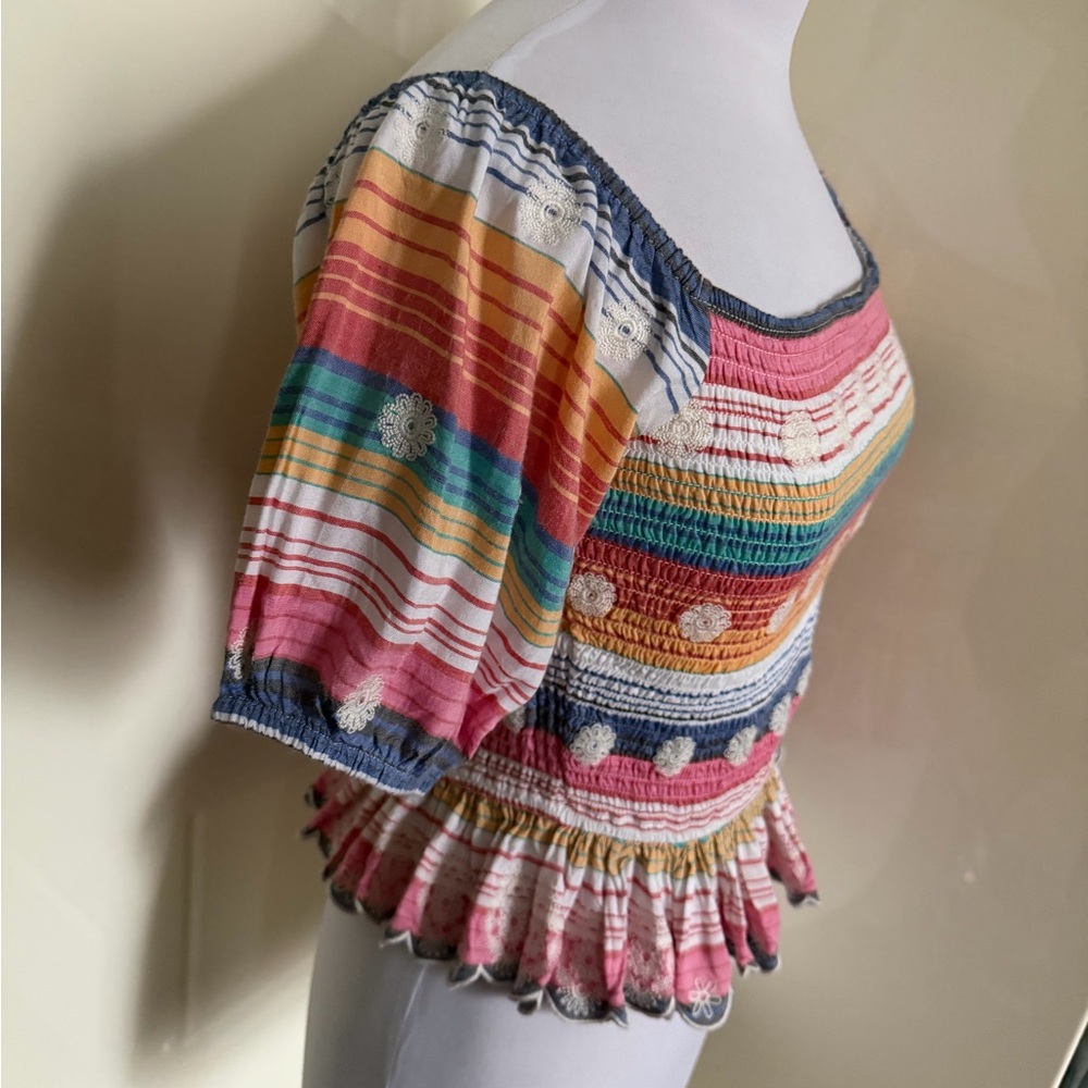 Tularosa Revolve Smocked Rainbow Stripe Crop Top sz M - Picture 5 of 8